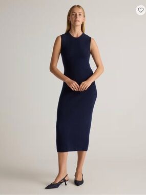 Quince Mongolian Cashmere Sleeveless Midi Dress, Navy, XL